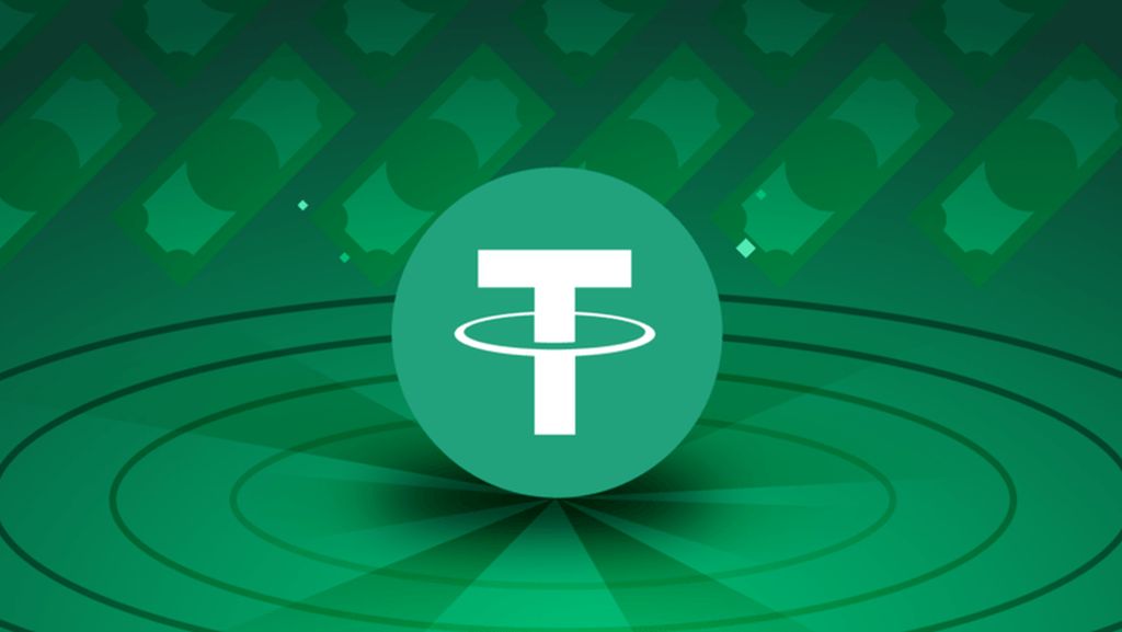 simbolo di Tether su sfondo verde