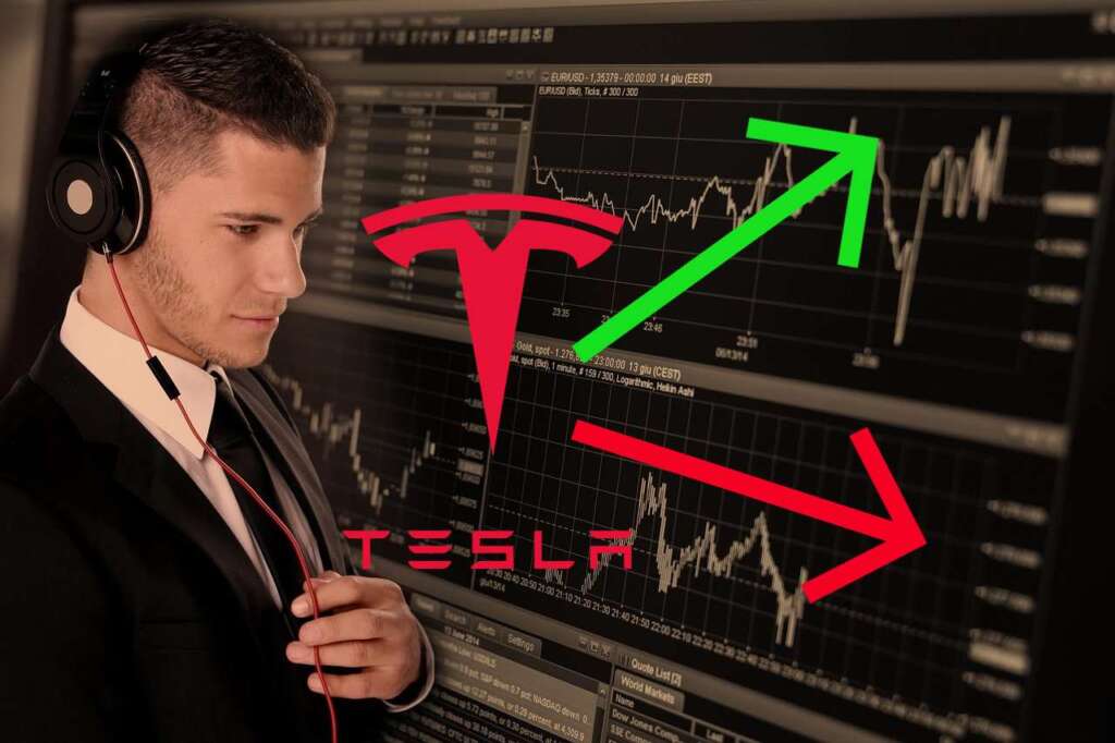 trader con logo di Tesla