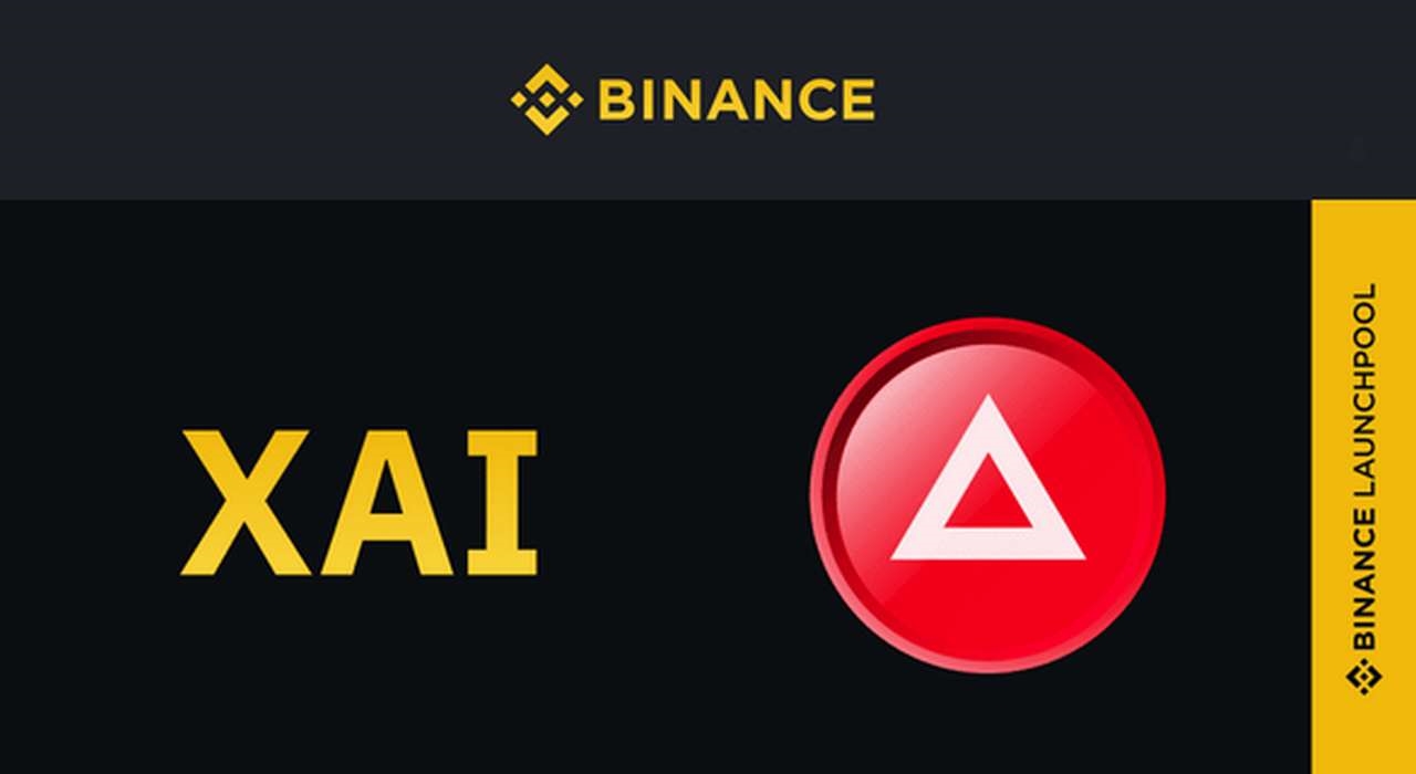 Il logo di Binance, un logo con un triangolo e la scritta XAI