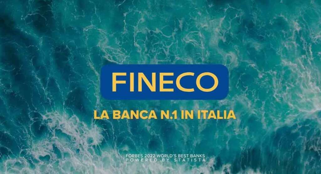 Il logo di Fineco con il mare sullo sfondo