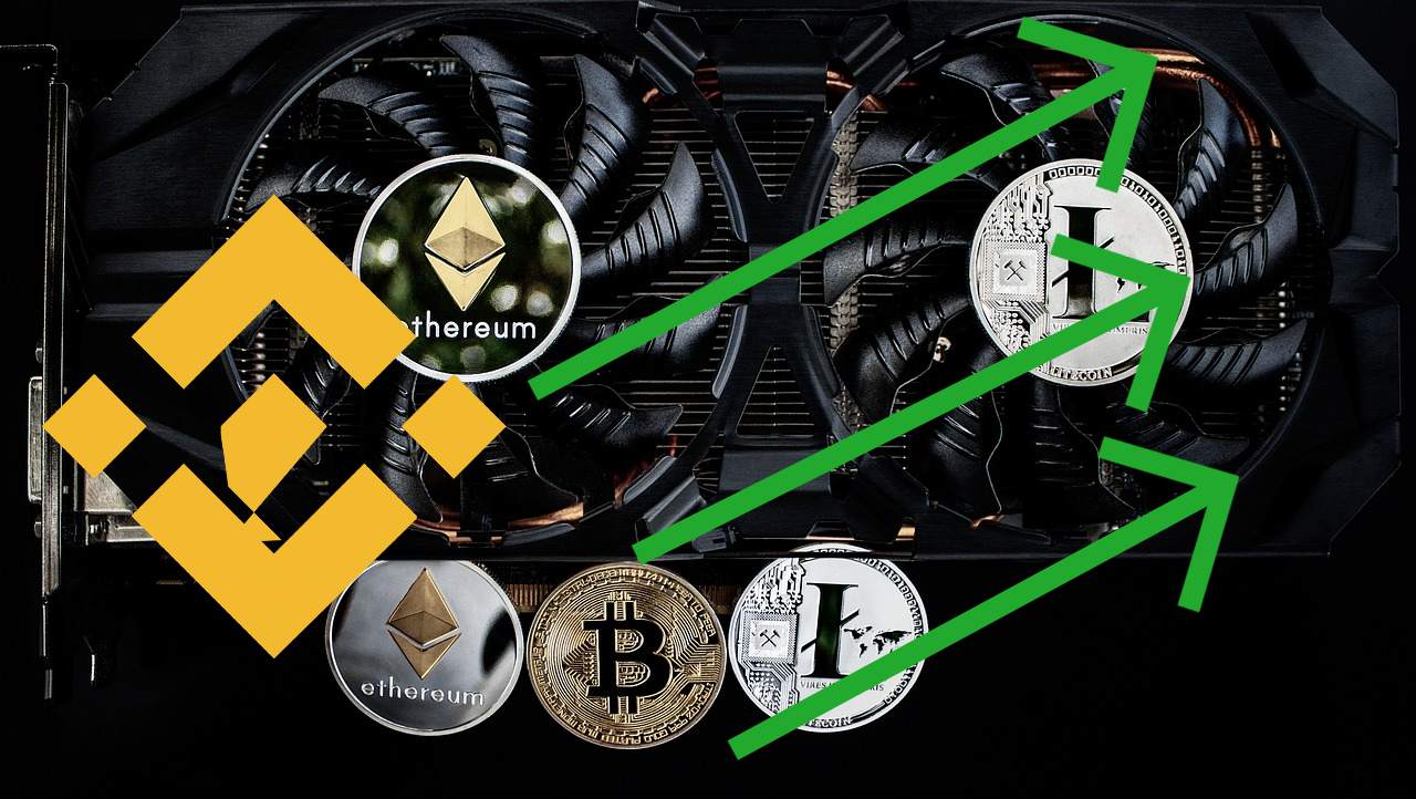 varie crypto e logo di Binance