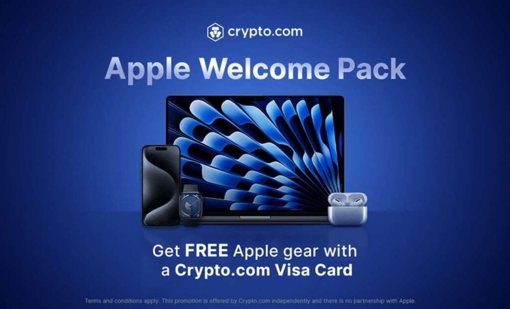 Slogan della promo Carte Visa e Apple di Crypto.com