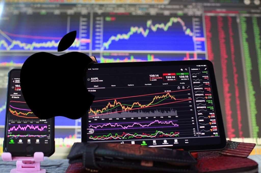 strumenti di trading e logo di Apple