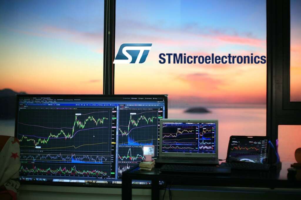 chart di trading e logo di STM