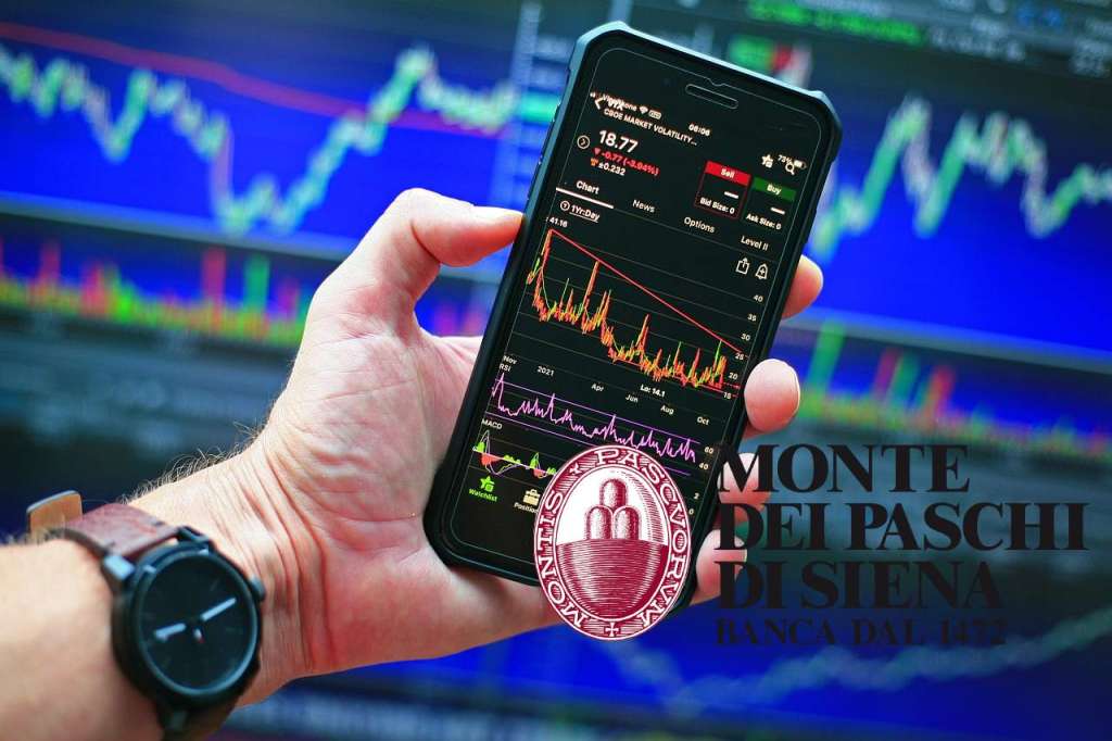 mobile trading e logo di Monte dei Paschi