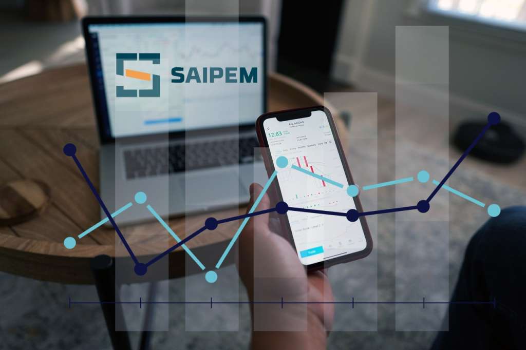 chart di trading con logo di Saipem