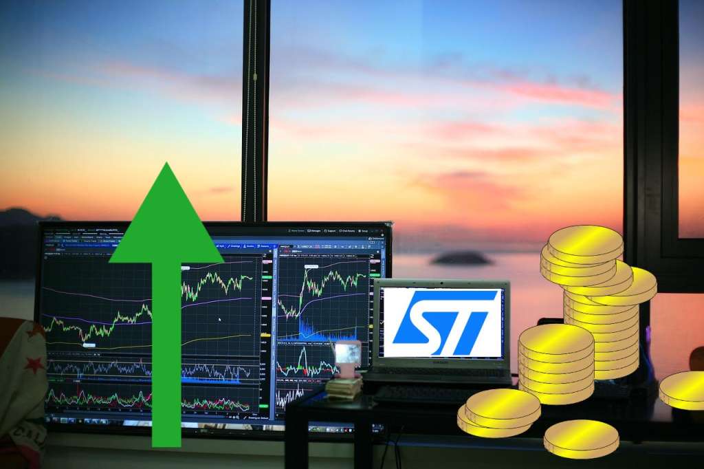 vari dispositivi per il trading con logo di STM