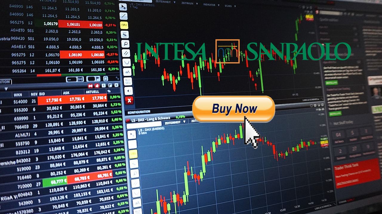 chart di trading e logo di Intesa Sanpaolo