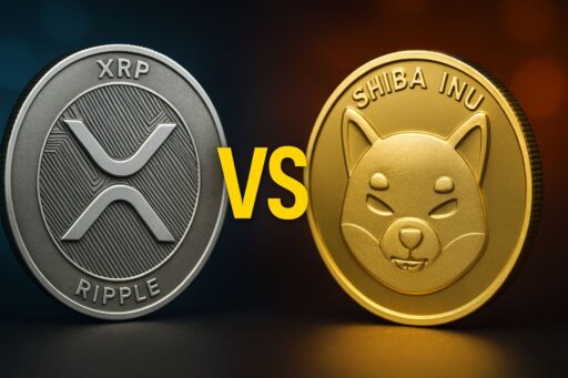Una moneta con il simbolo di XRP e una con quello di SHIB