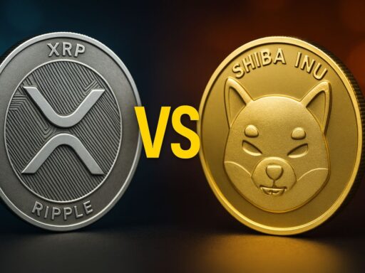 Una moneta con il simbolo di XRP e una con quello di SHIB