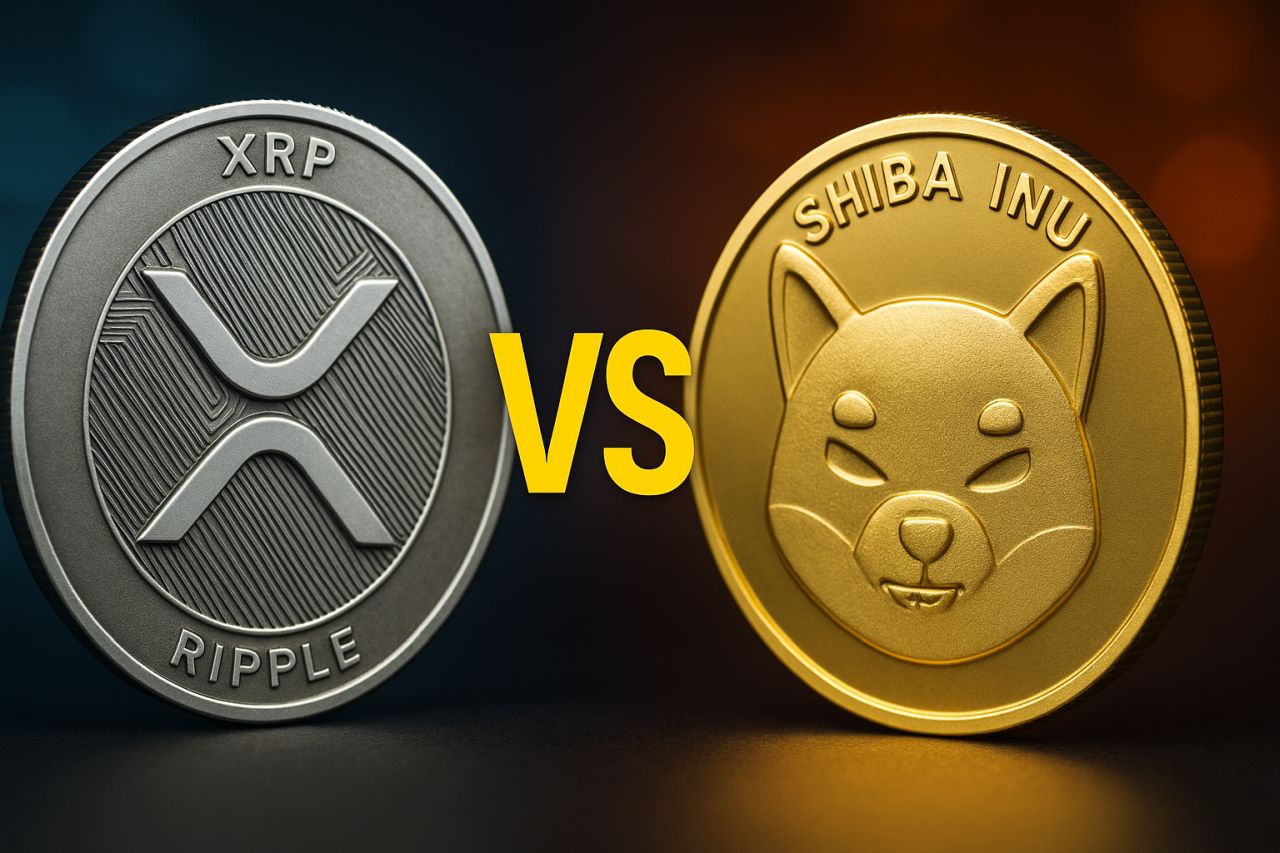 Una moneta con il simbolo di XRP e una con quello di SHIB