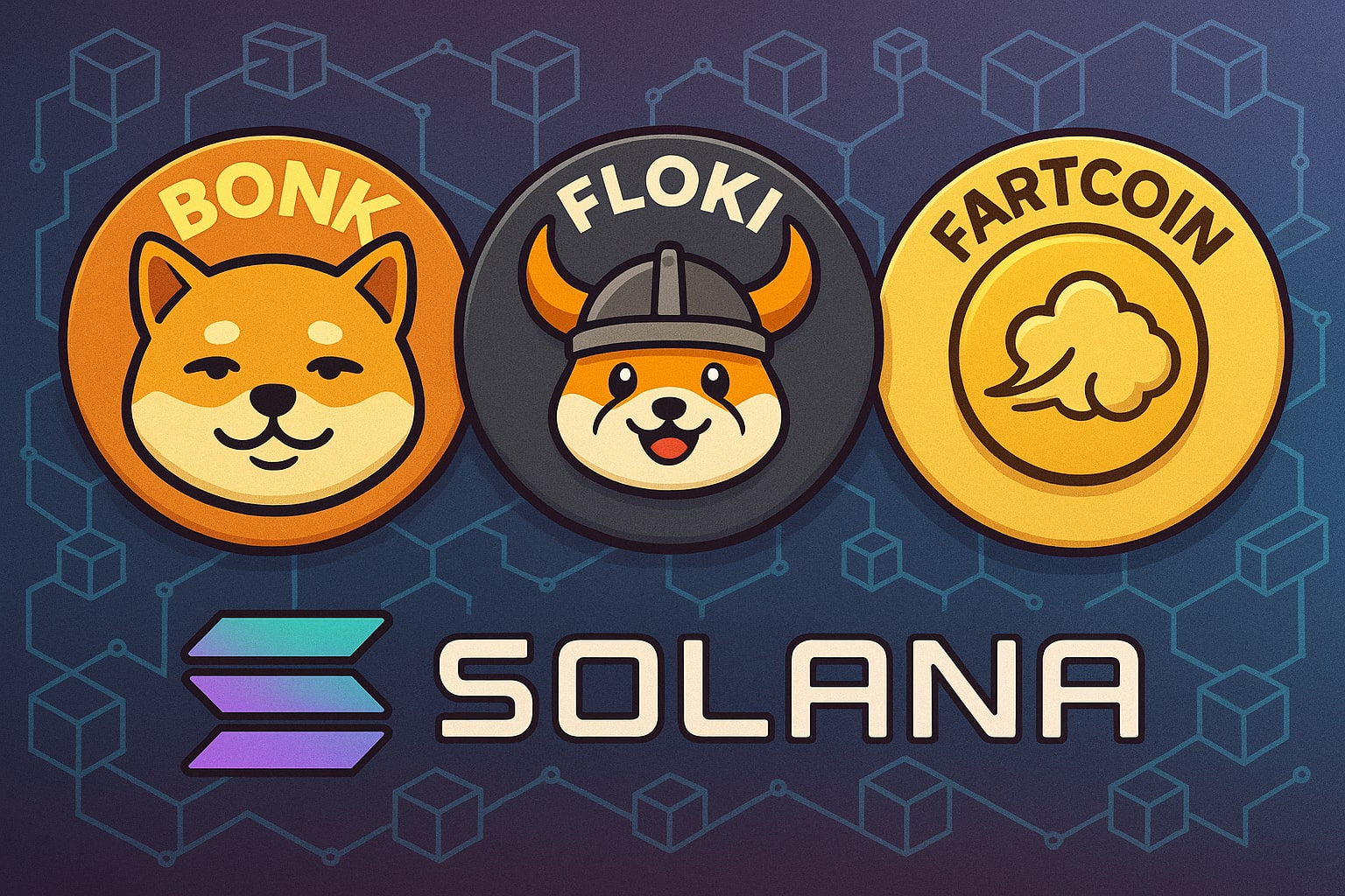 Bonk, Floki, Fartcoin, meme coin, solana, crypto, criptovalute, memecoin,
