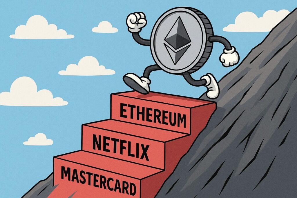 Ethereum supera Mastercard e Netflix per capitalizzazione di mercato. Eth, crypto, cripto, criptovalute, etf ethereum