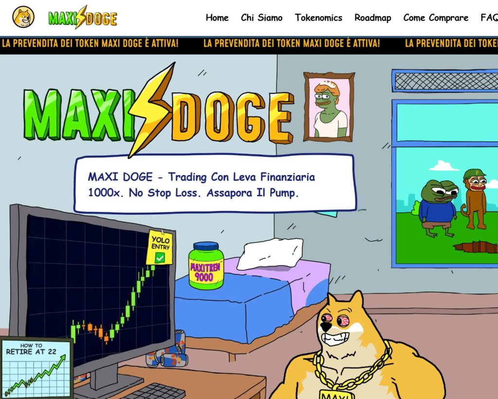 maxi doge, doge, dogecoin, meme coin, crypto, cripto, criptovalute