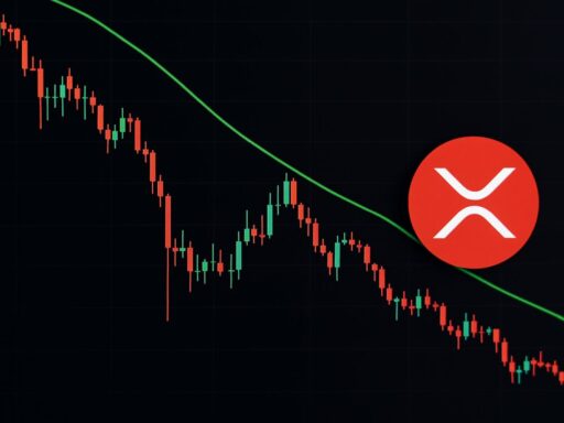 Un grafico a candele e il simbolo di XRP in sovrimpressione