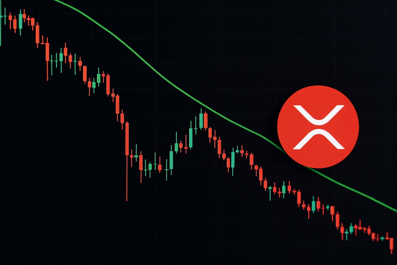 Un grafico a candele e il simbolo di XRP in sovrimpressione